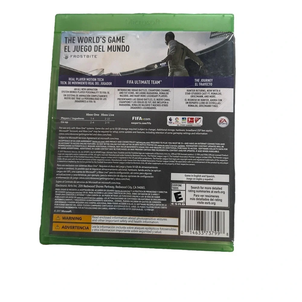 FIFA 18 Microsoft Xbox One EA Sports Soccer Video Game Cristiano Ronaldo Cover